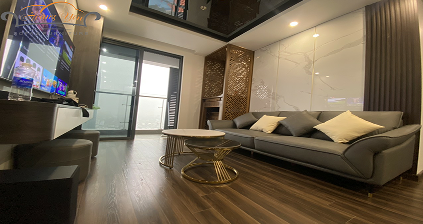 Bàn giao bộ sofa phòng khách HY343 hiện đại, sang trọng cho nhà anh Dương tại chung cư Hoàng Huy